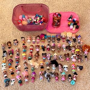 LOL Doll lot. Dolls, animals, babies, and large, carrying case.